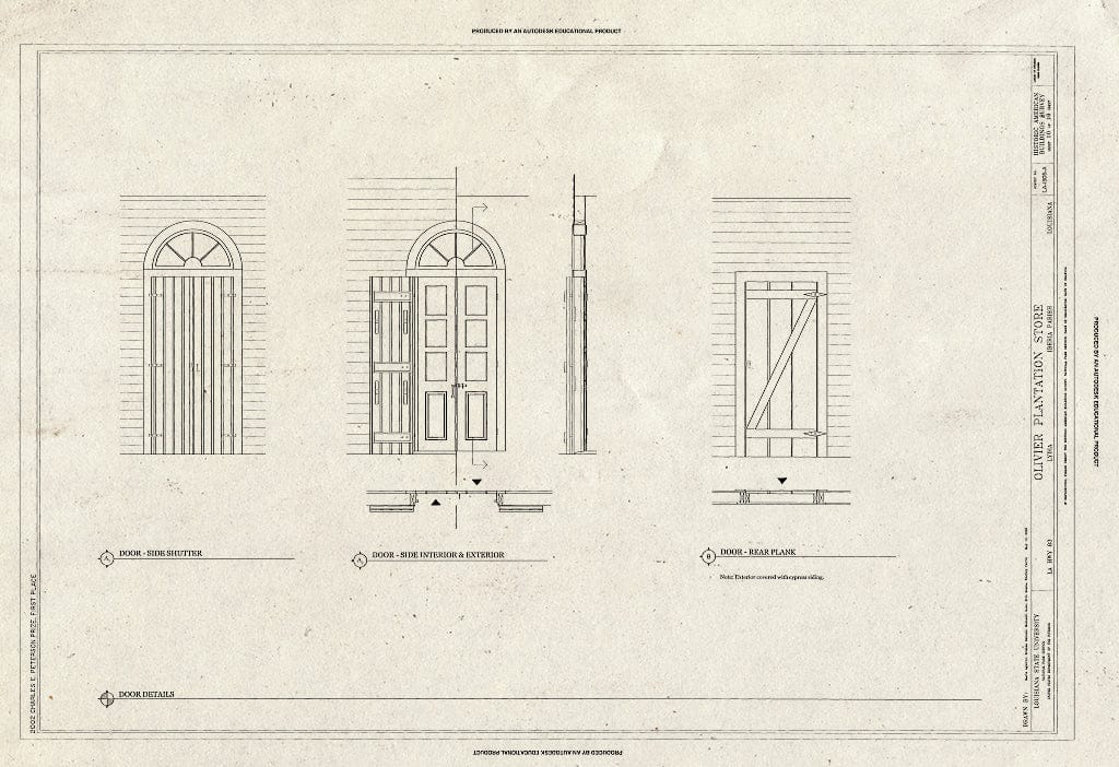 Blueprint HABS LA-1305-A (Sheet 10 of 19) - Olivier Plantation, Plantation Store, LA Highway 83, Lydia, Iberia Parish, LA