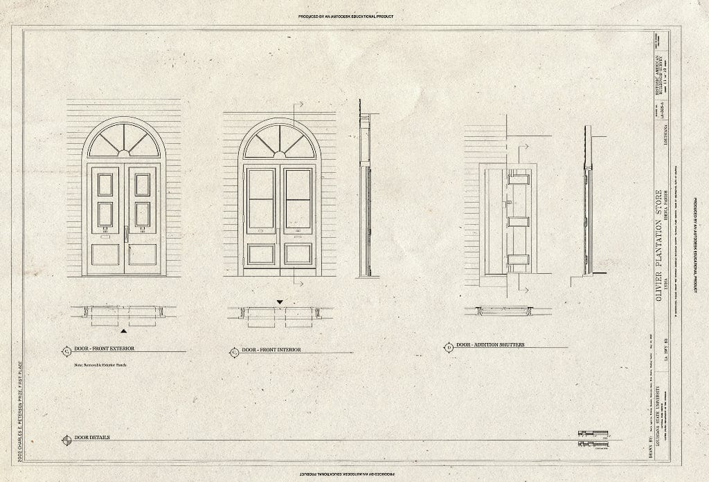 Blueprint HABS LA-1305-A (Sheet 11 of 19) - Olivier Plantation, Plantation Store, LA Highway 83, Lydia, Iberia Parish, LA