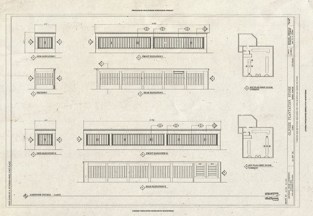 Blueprint HABS LA-1305-A (Sheet 14 of 19) - Olivier Plantation, Plantation Store, LA Highway 83, Lydia, Iberia Parish, LA