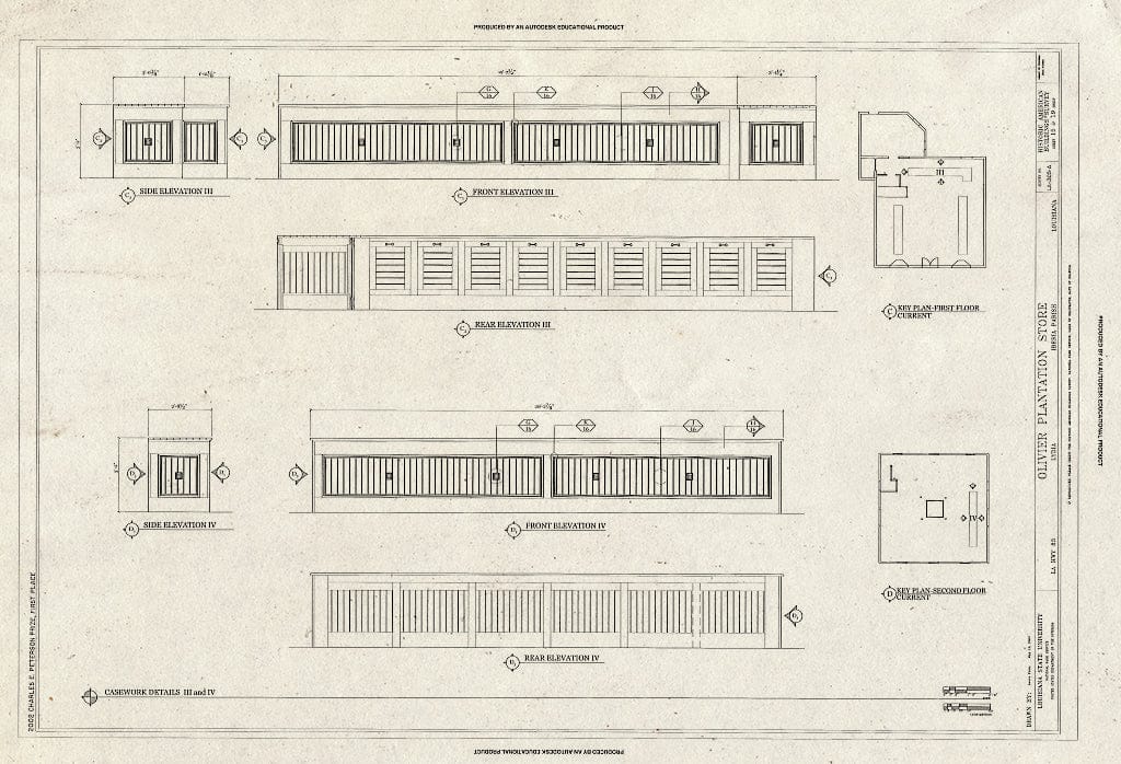 Blueprint HABS LA-1305-A (Sheet 15 of 19) - Olivier Plantation, Plantation Store, LA Highway 83, Lydia, Iberia Parish, LA
