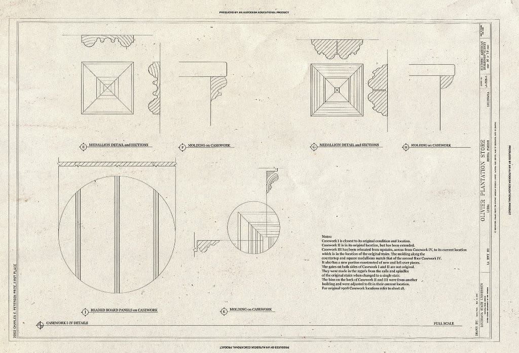 Blueprint HABS LA-1305-A (Sheet 16 of 19) - Olivier Plantation, Plantation Store, LA Highway 83, Lydia, Iberia Parish, LA