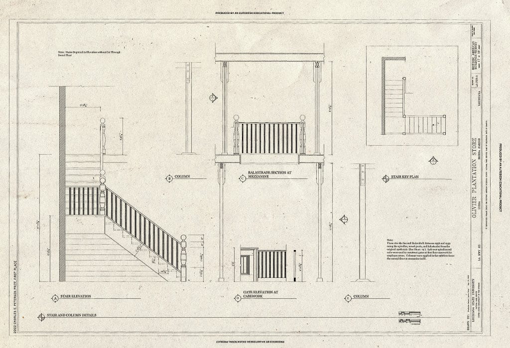 Blueprint HABS LA-1305-A (Sheet 17 of 19) - Olivier Plantation, Plantation Store, LA Highway 83, Lydia, Iberia Parish, LA