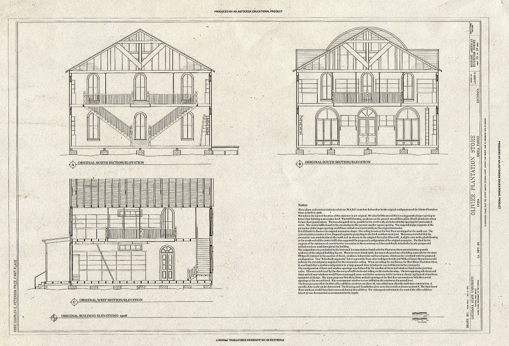 Blueprint HABS LA-1305-A (Sheet 19 of 19) - Olivier Plantation, Plantation Store, LA Highway 83, Lydia, Iberia Parish, LA