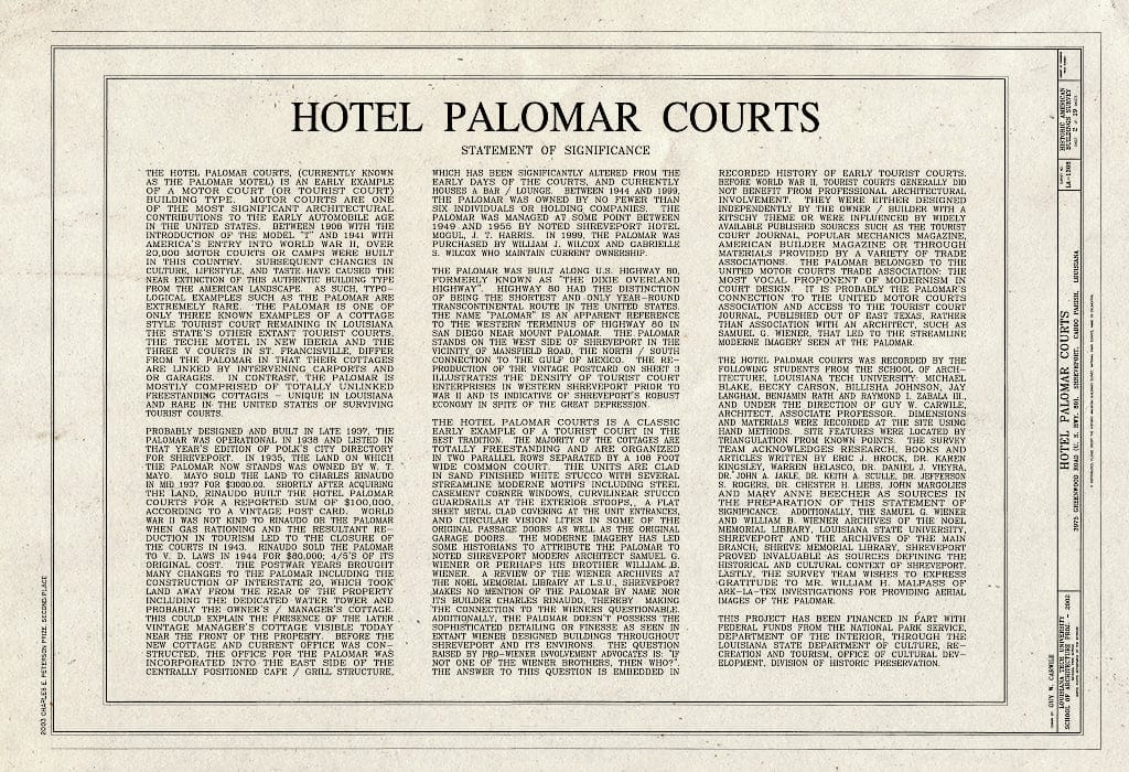 Blueprint HABS LA-1308 (Sheet 2 of 19) - Hotel Palomar Courts, 3975 Greenwood Road, Shreveport, Caddo Parish, LA