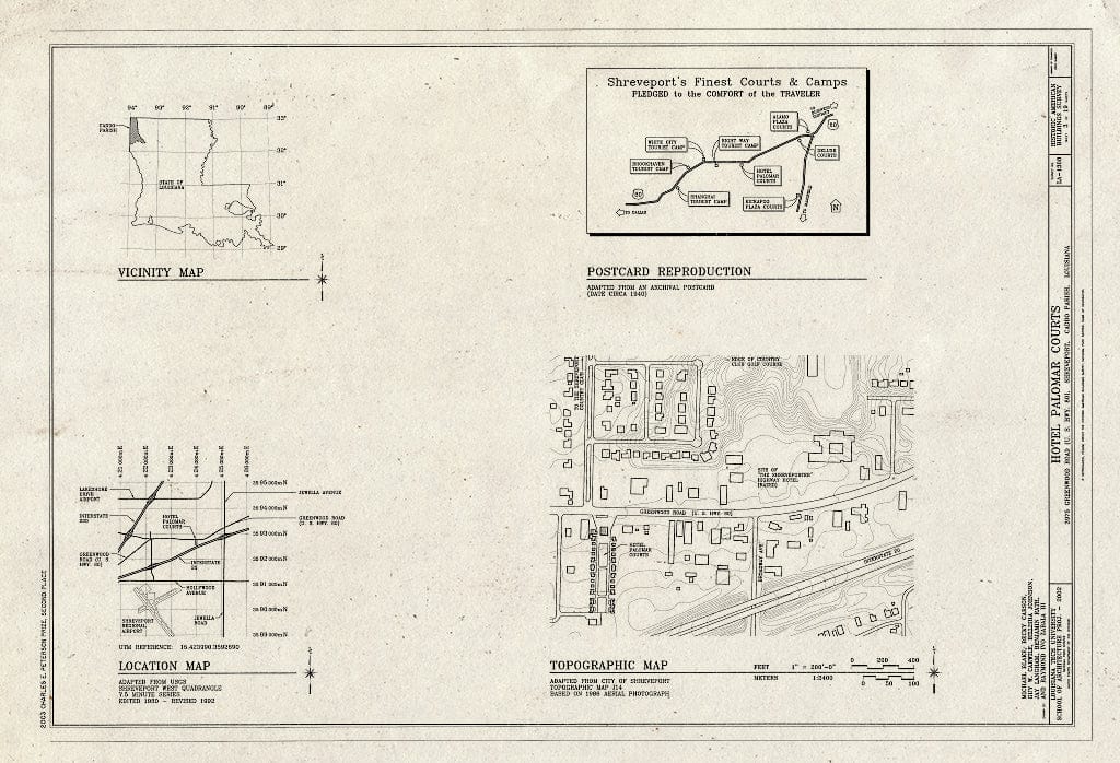 Blueprint HABS LA-1308 (Sheet 3 of 19) - Hotel Palomar Courts, 3975 Greenwood Road, Shreveport, Caddo Parish, LA
