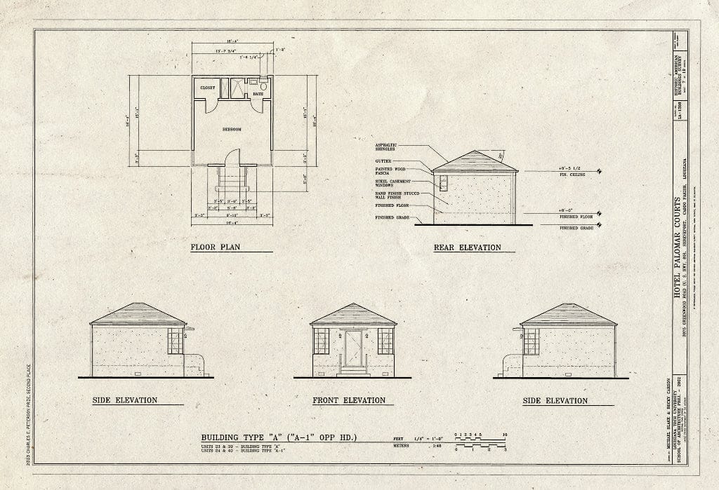Blueprint HABS LA-1308 (Sheet 7 of 19) - Hotel Palomar Courts, 3975 Greenwood Road, Shreveport, Caddo Parish, LA
