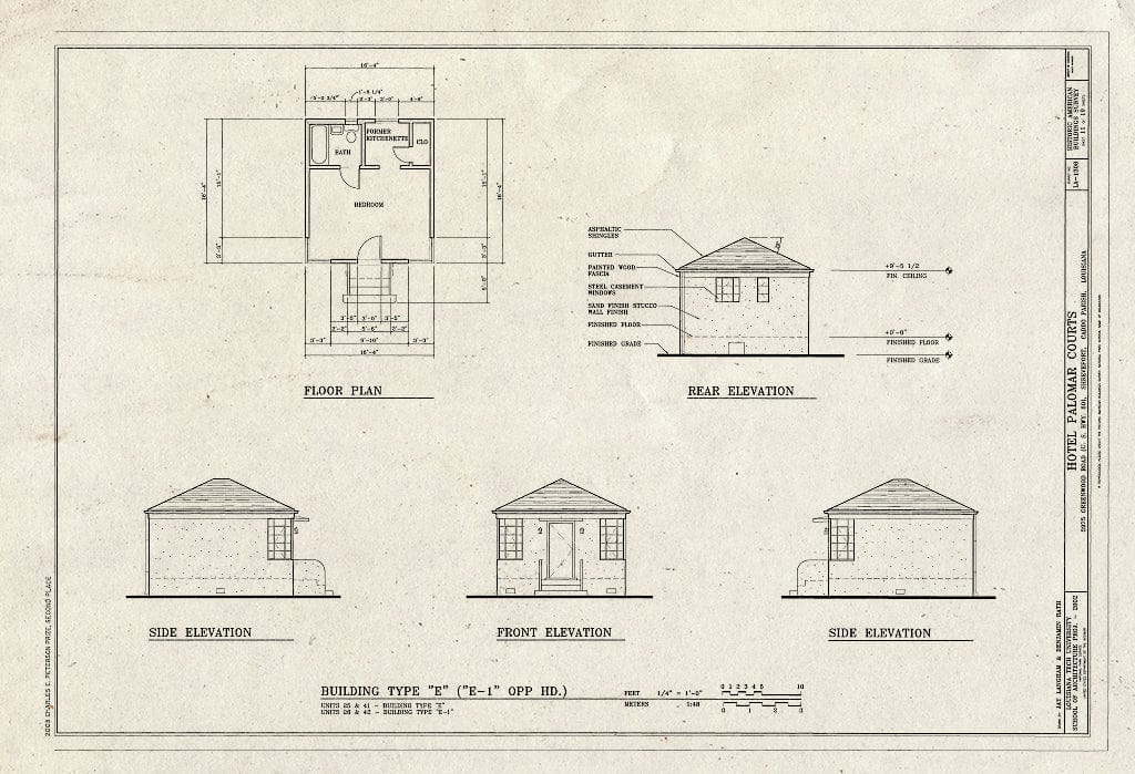Blueprint HABS LA-1308 (Sheet 11 of 19) - Hotel Palomar Courts, 3975 Greenwood Road, Shreveport, Caddo Parish, LA