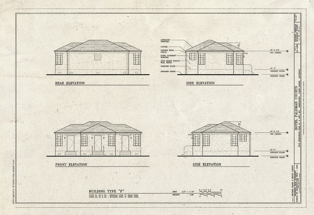 Blueprint HABS LA-1308 (Sheet 13 of 19) - Hotel Palomar Courts, 3975 Greenwood Road, Shreveport, Caddo Parish, LA