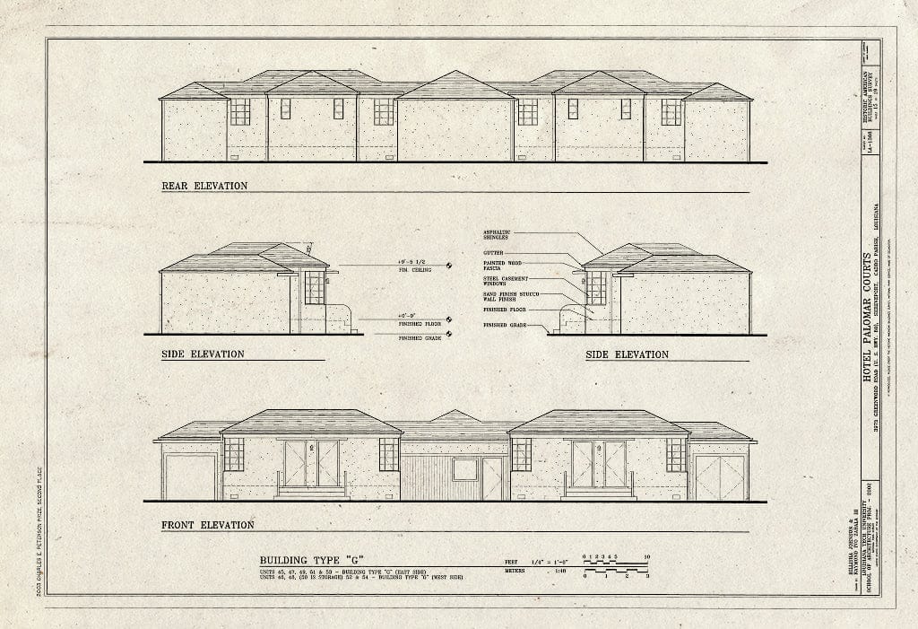 Blueprint HABS LA-1308 (Sheet 15 of 19) - Hotel Palomar Courts, 3975 Greenwood Road, Shreveport, Caddo Parish, LA
