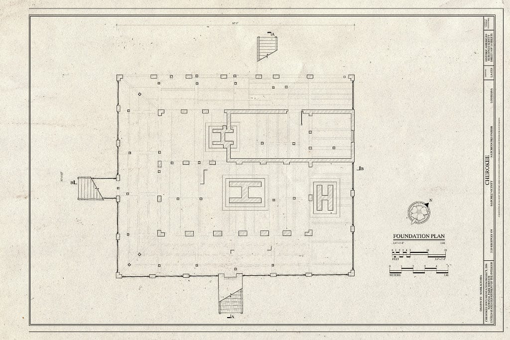 Blueprint Foundation Plan - Cherokee Plantation, Highway 494, Natchez, Natchitoches Parish, LA