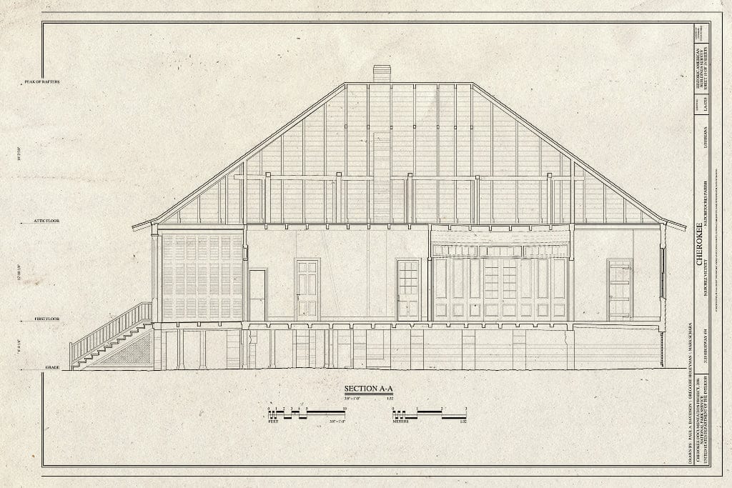 Blueprint Section a-a - Cherokee Plantation, Highway 494, Natchez, Natchitoches Parish, LA