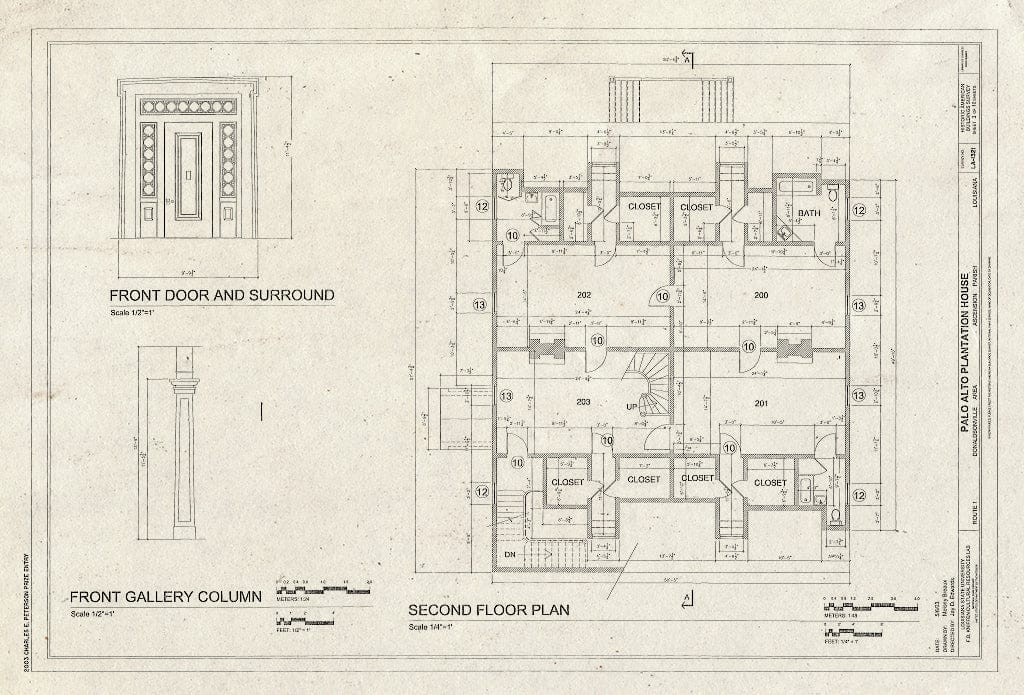 Blueprint HABS LA-1321 (Sheet 3 of 10) - Palo Alto Plantation House, Donaldsonville, Ascension Parish, LA