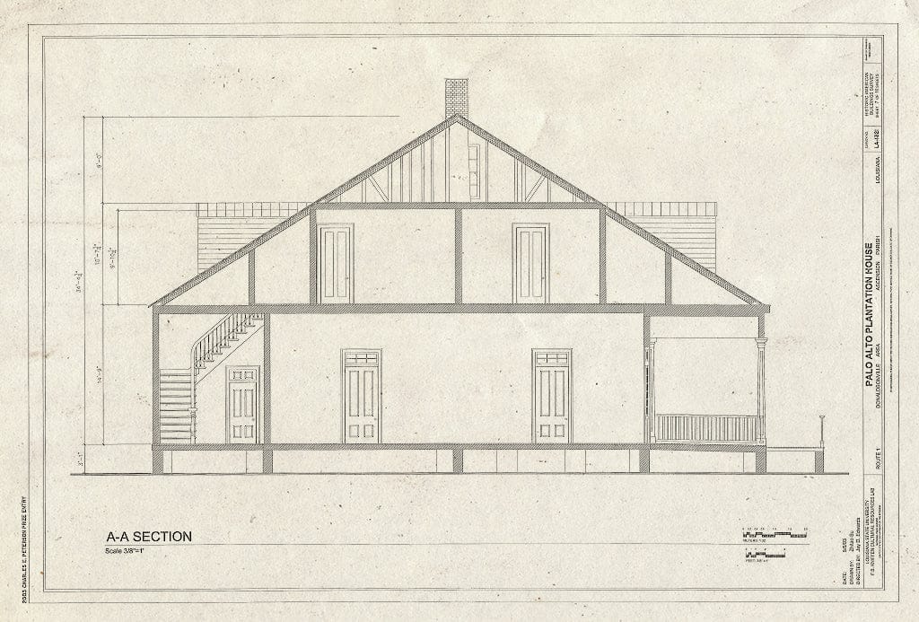 Blueprint HABS LA-1321 (Sheet 7 of 10) - Palo Alto Plantation House, Donaldsonville, Ascension Parish, LA