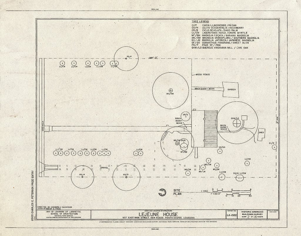 Blueprint HABS LA-1322 (Sheet 2 of 14) - Lejeune House, 507 East Main Street, New Roads, Pointe Coupee Parish, LA