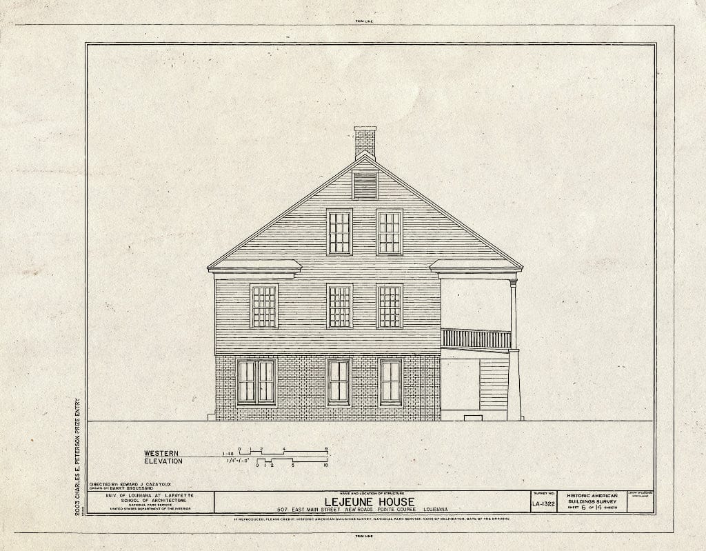 Blueprint HABS LA-1322 (Sheet 6 of 14) - Lejeune House, 507 East Main Street, New Roads, Pointe Coupee Parish, LA