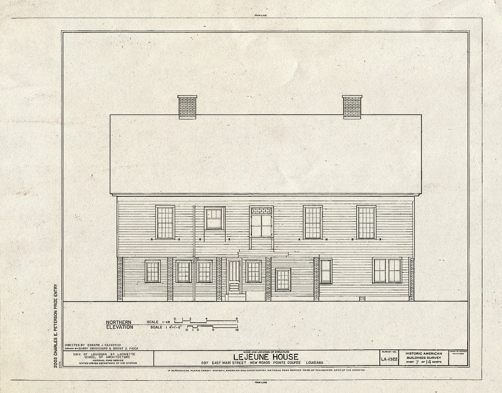 Blueprint HABS LA-1322 (Sheet 7 of 14) - Lejeune House, 507 East Main Street, New Roads, Pointe Coupee Parish, LA