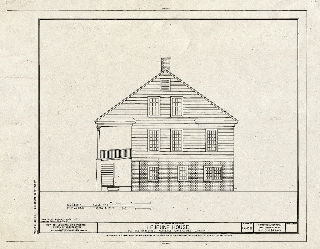 Blueprint HABS LA-1322 (Sheet 8 of 14) - Lejeune House, 507 East Main Street, New Roads, Pointe Coupee Parish, LA