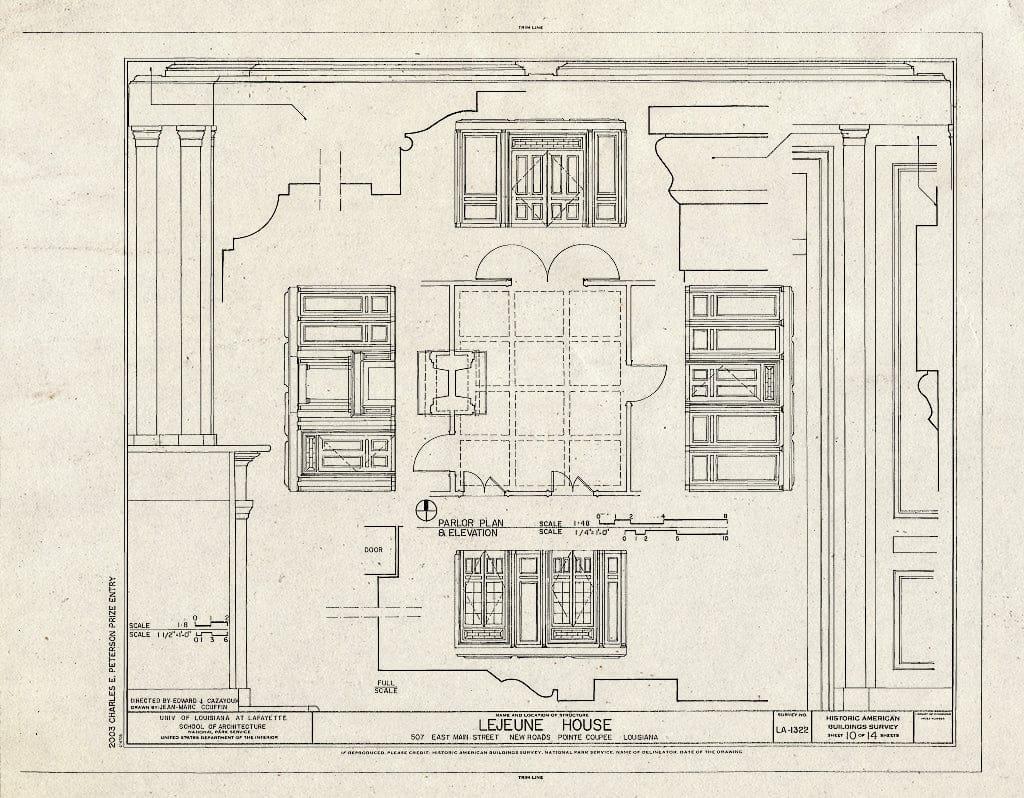 Blueprint HABS LA-1322 (Sheet 10 of 14) - Lejeune House, 507 East Main Street, New Roads, Pointe Coupee Parish, LA