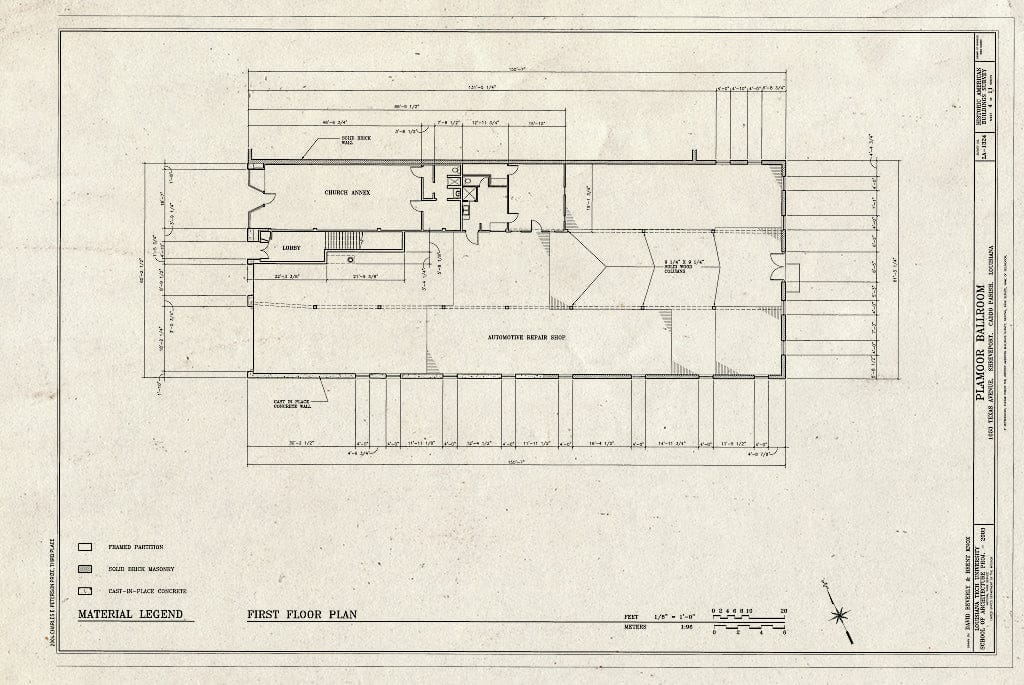 Blueprint HABS LA-1324 (Sheet 4 of 11) - Plamoor Ballroom, 1053 Texas Street, Shreveport, Caddo Parish, LA