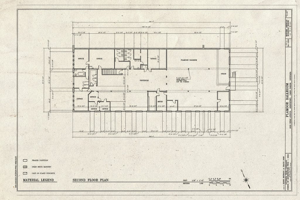 Blueprint HABS LA-1324 (Sheet 5 of 11) - Plamoor Ballroom, 1053 Texas Street, Shreveport, Caddo Parish, LA