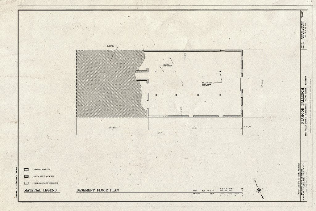 Blueprint HABS LA-1324 (Sheet 6 of 11) - Plamoor Ballroom, 1053 Texas Street, Shreveport, Caddo Parish, LA