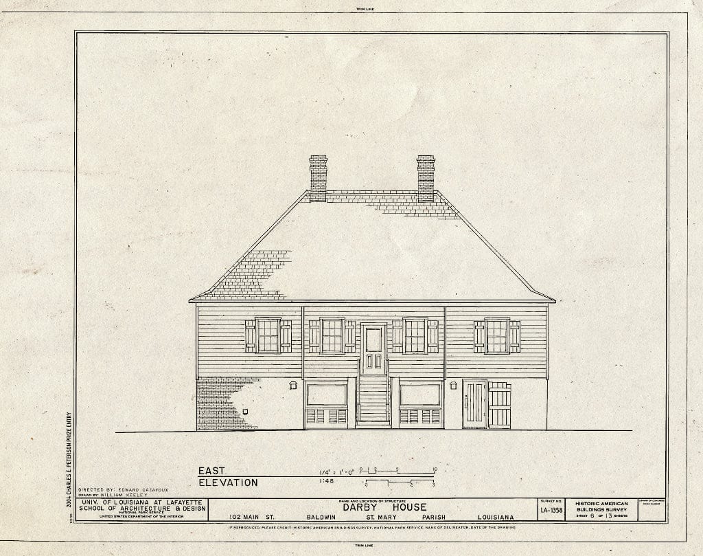 Blueprint HABS LA-1358 (Sheet 6 of 13) - Darby House, 102 Main Street, Baldwin, St. Mary Parish, LA