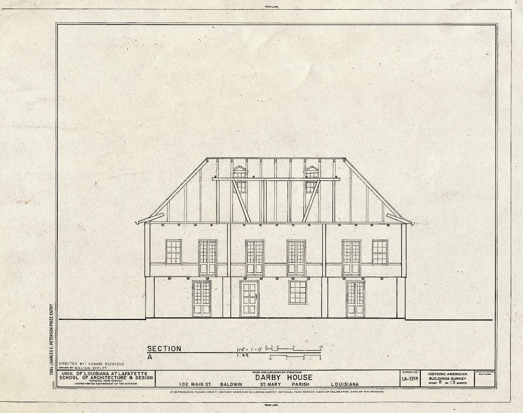 Blueprint HABS LA-1358 (Sheet 8 of 13) - Darby House, 102 Main Street, Baldwin, St. Mary Parish, LA