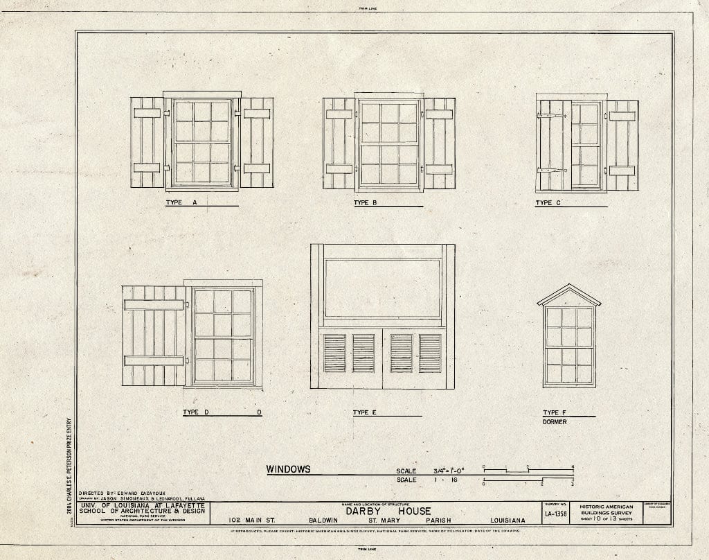 Blueprint HABS LA-1358 (Sheet 10 of 13) - Darby House, 102 Main Street, Baldwin, St. Mary Parish, LA