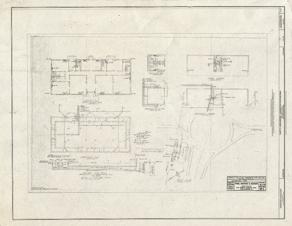 Blueprint Mechanical Plan - Huey P. Long Bridge, Administration Building, 5100 Jefferson Highway, Jefferson, Jefferson Parish, LA