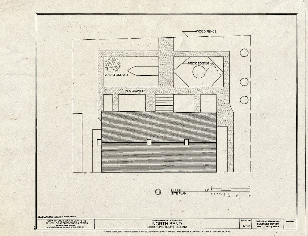 Blueprint House Site Plan - North Bend Plantation, Oscar, Pointe Coupee Parish, LA