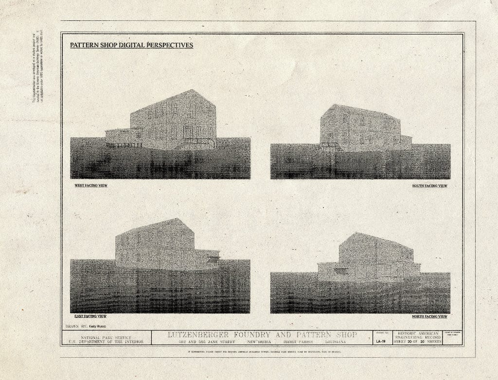 Blueprint Pattern Shop Digital Perspectives - Lutzenberger Foundry and Pattern Shop, 502 and 505 Jane Street, New Iberia, Iberia Parish, LA