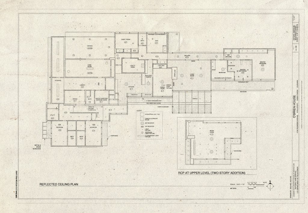 Blueprint Reflected Ceiling Plan - O'Brien House, 4740 Richmond Avenue, Shreveport, Caddo Parish, LA