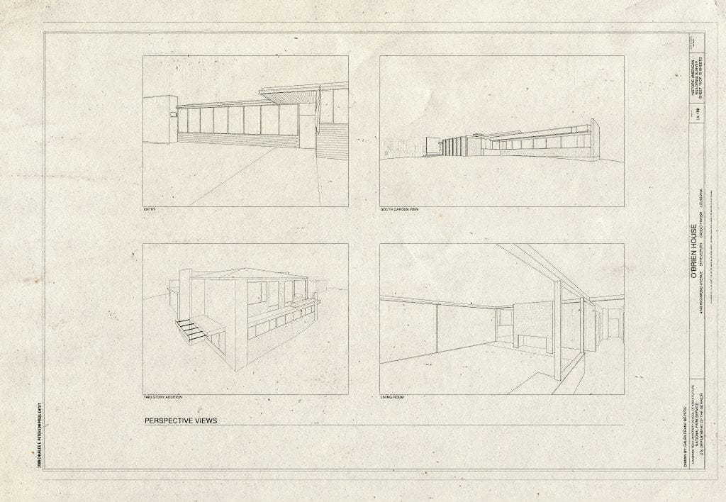 Blueprint Perspective Views - O'Brien House, 4740 Richmond Avenue, Shreveport, Caddo Parish, LA