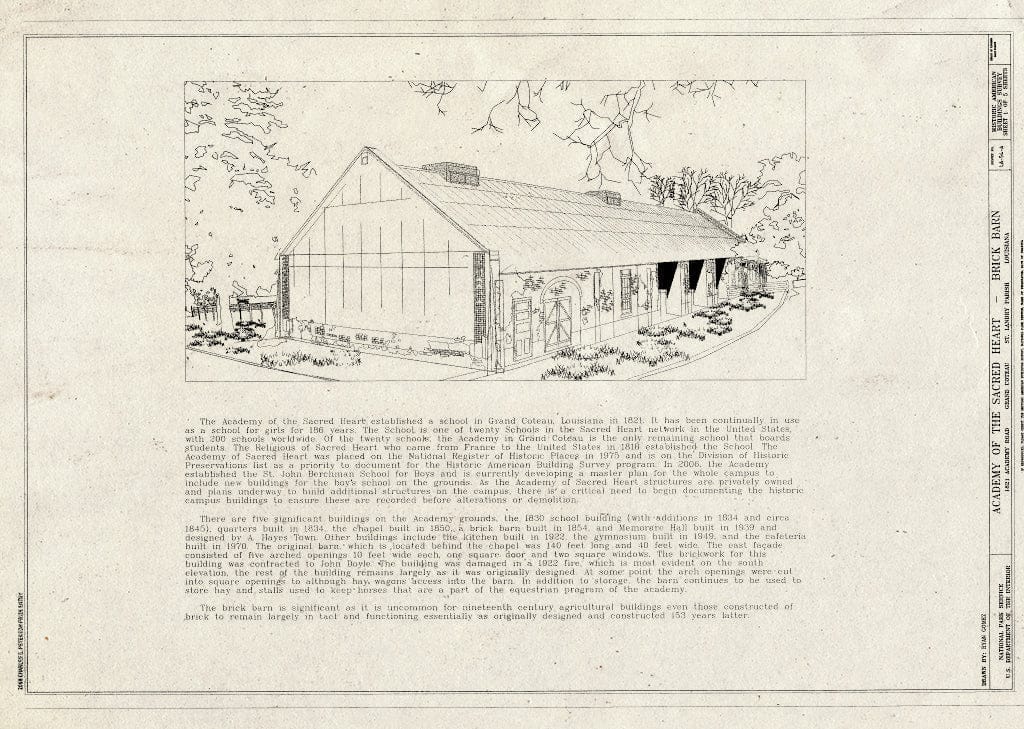 Blueprint Statement of Significance - Convent of The Sacred Heart, Brick Barn, 1821 Academy Road, Grand Coteau, St. Landry Parish, LA