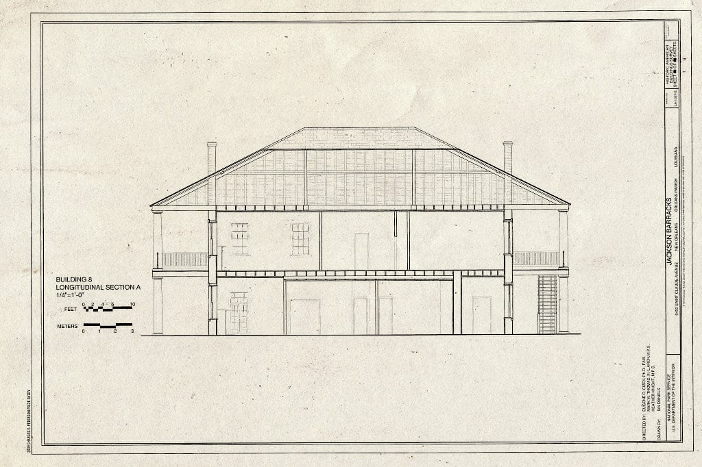 Blueprint Section - Jackson Barracks, Officers Quarters, 6400 Saint Claude Avenue, New Orleans, Orleans Parish, LA