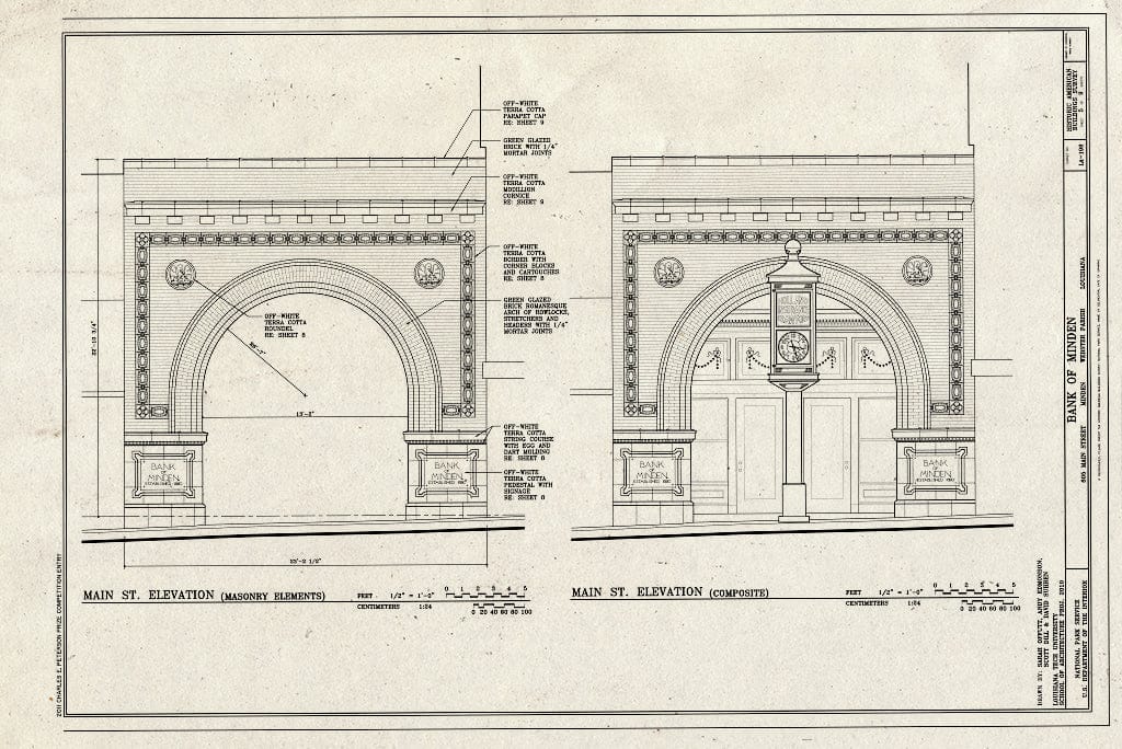 Blueprint Main Street Elevations - Bank of Minden, 605 Main Street, Minden, Webster Parish, LA