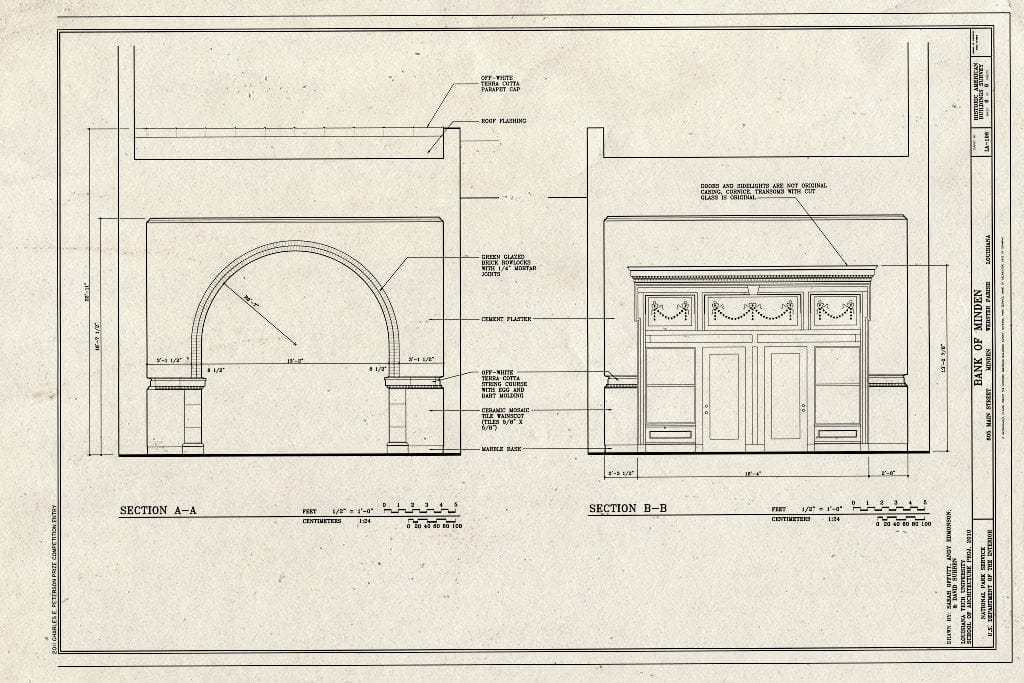 Blueprint Sections - Bank of Minden, 605 Main Street, Minden, Webster Parish, LA