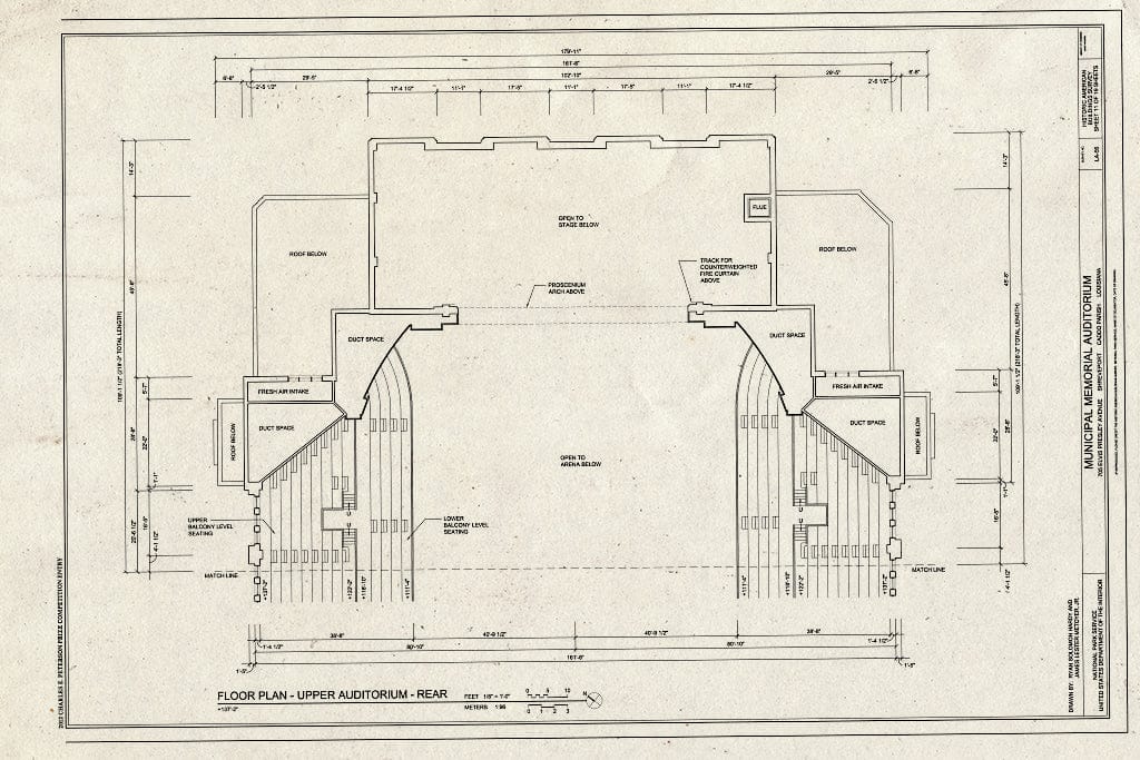 Blueprint Rear Upper Auditorium Floor Plan - Municipal Memorial Auditorium, 705 Elvis Presley Avenue, Shreveport, Caddo Parish, LA