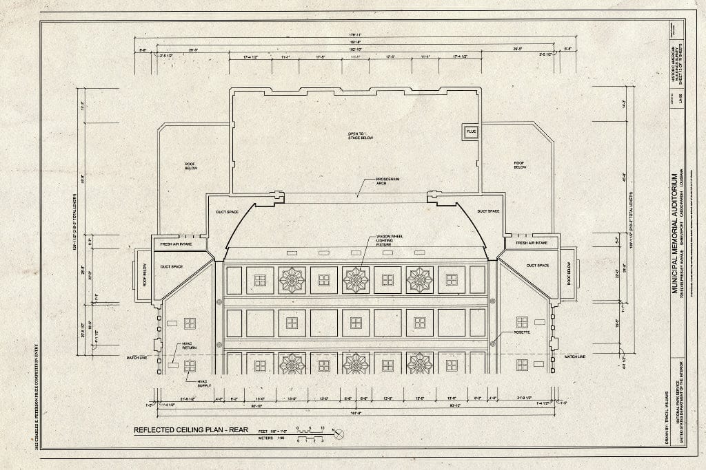 Blueprint Rear Reflected Ceiling Plan - Municipal Memorial Auditorium, 705 Elvis Presley Avenue, Shreveport, Caddo Parish, LA