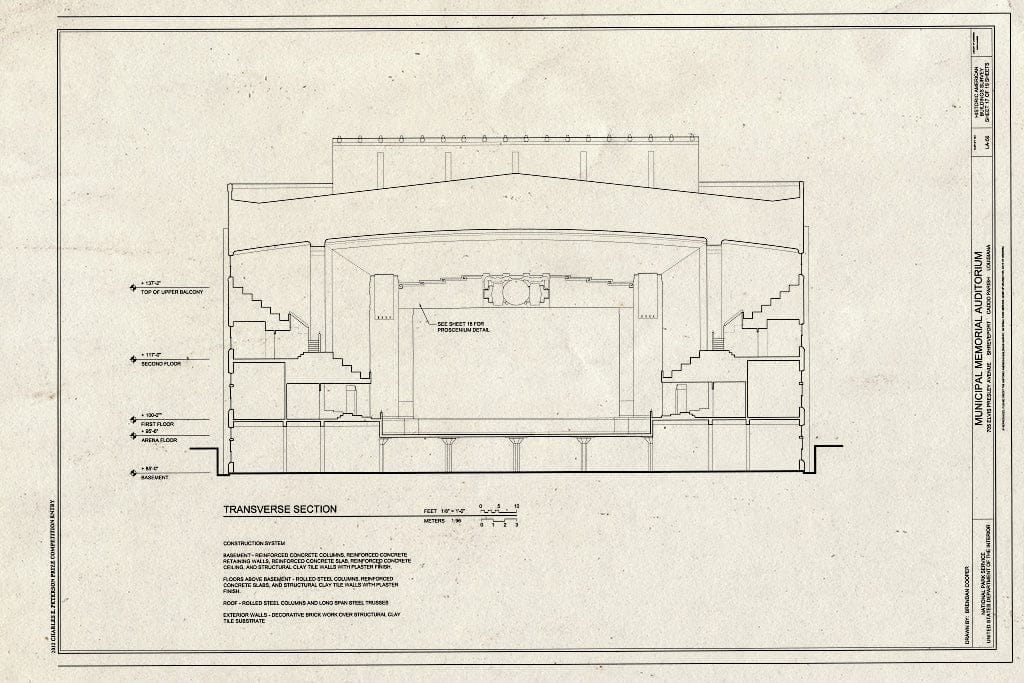 Blueprint Section - Municipal Memorial Auditorium, 705 Elvis Presley Avenue, Shreveport, Caddo Parish, LA