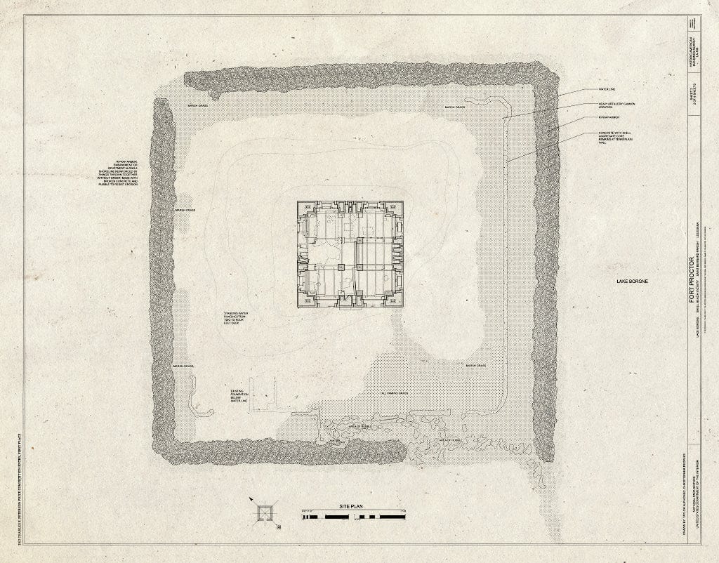 Blueprint Site Plan - Fort Proctor, Lake Borgne, Shell Beach, St. Bernard Parish, LA