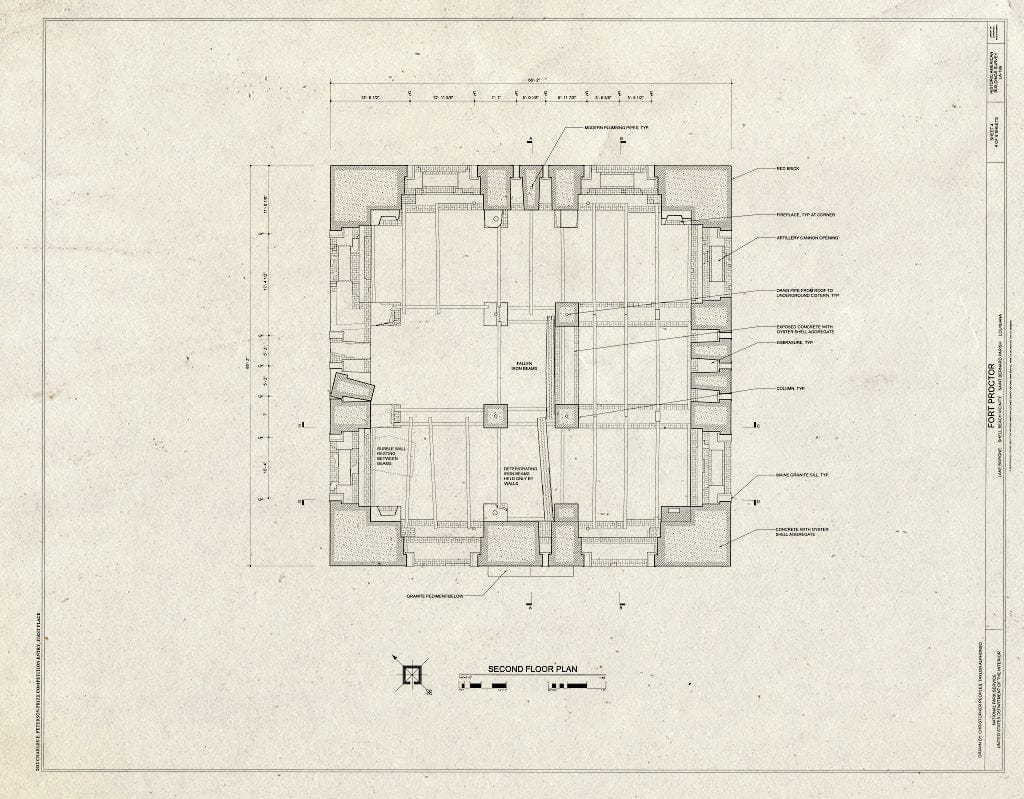 Blueprint Second Floor Plan - Fort Proctor, Lake Borgne, Shell Beach, St. Bernard Parish, LA