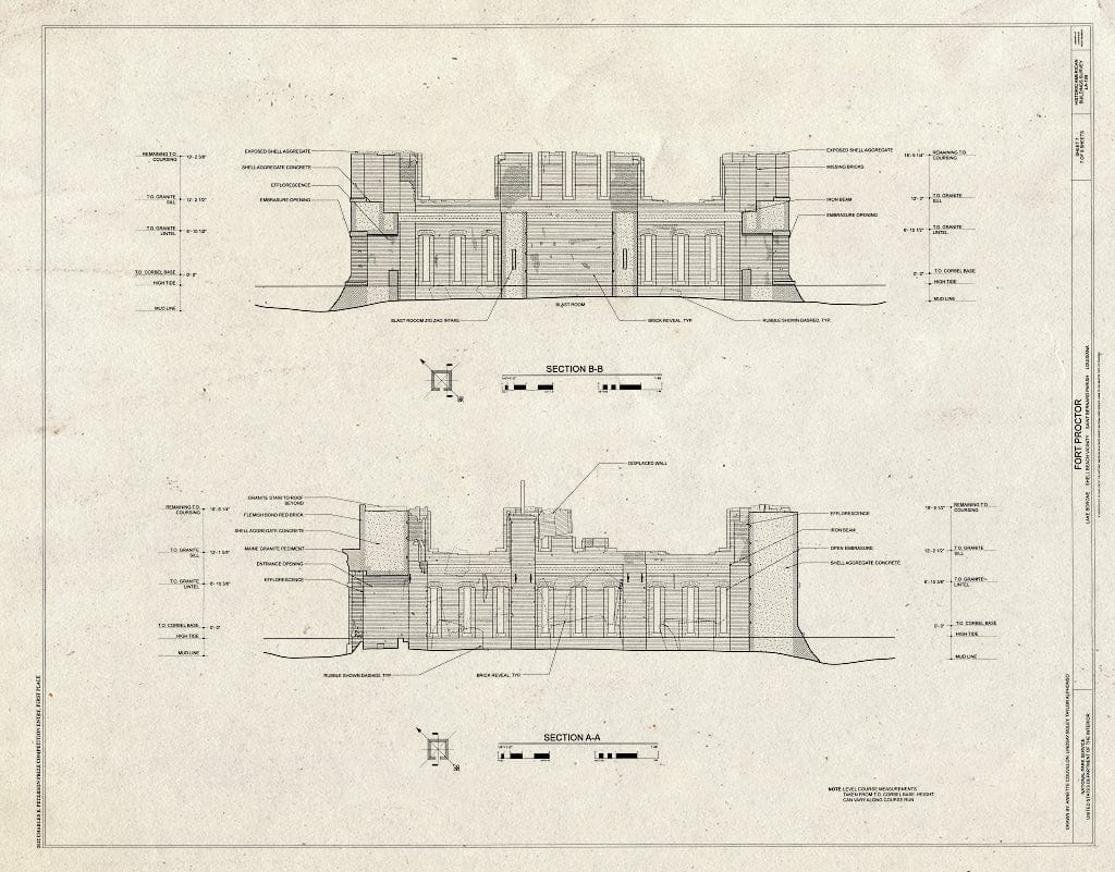 Blueprint Sections - Fort Proctor, Lake Borgne, Shell Beach, St. Bernard Parish, LA
