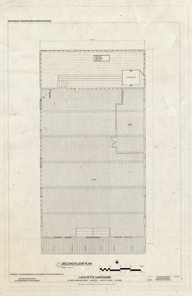 Blueprint Second Floor Plan - Lafayette Hardware, 121 West Vermilion Street, Lafayette, Lafayette Parish, LA