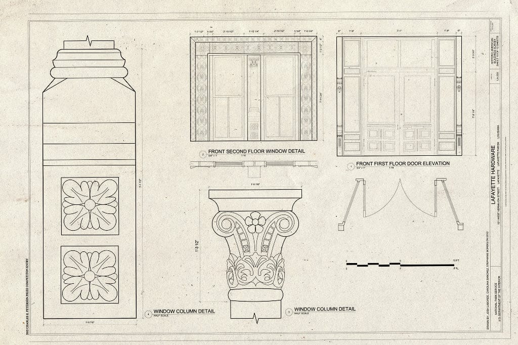 Blueprint Window Details - Lafayette Hardware, 121 West Vermilion Street, Lafayette, Lafayette Parish, LA