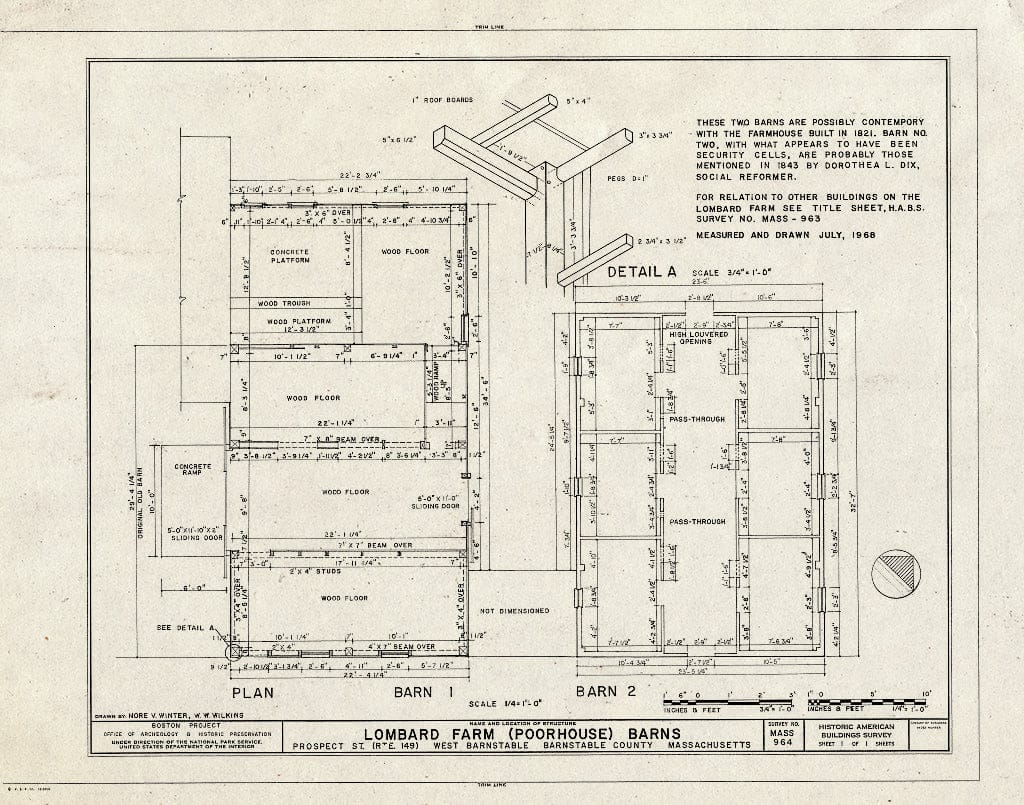 Blueprint HABS Mass,1-BAR,5- (Sheet 1 of 1) - Lombard Farm, Barns, Prospect Street (State Route 149), Barnstable, Barnstable County, MA