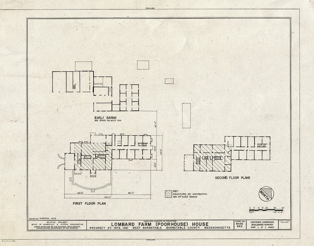 Blueprint HABS Mass,1-BAR,4- (Sheet 2 of 8) - Lombard Farm, House, Prospect Street (State Route 149), Barnstable, Barnstable County, MA