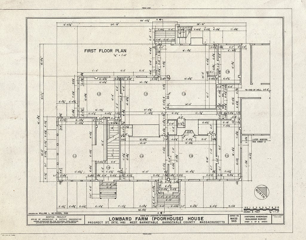 Blueprint HABS Mass,1-BAR,4- (Sheet 3 of 8) - Lombard Farm, House, Prospect Street (State Route 149), Barnstable, Barnstable County, MA