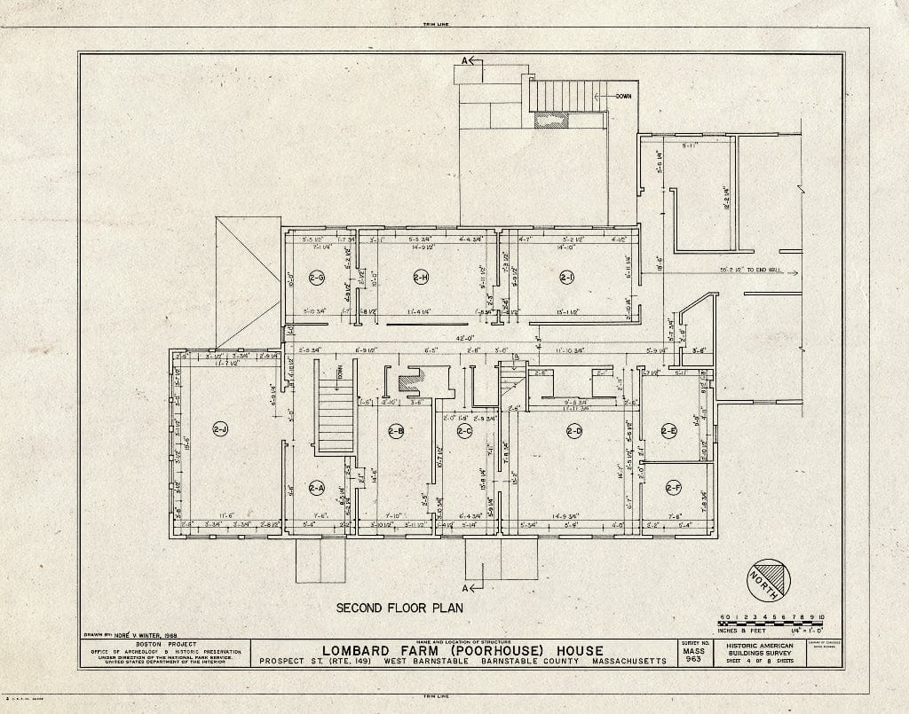 Blueprint HABS Mass,1-BAR,4- (Sheet 4 of 8) - Lombard Farm, House, Prospect Street (State Route 149), Barnstable, Barnstable County, MA