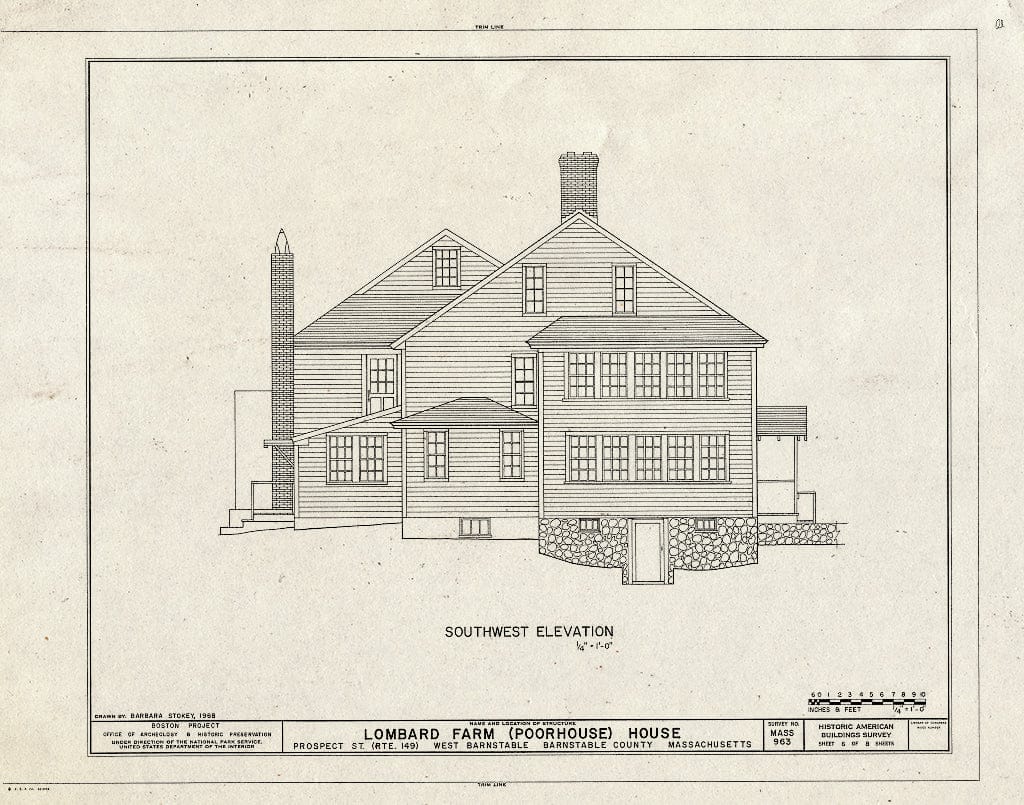 Blueprint HABS Mass,1-BAR,4- (Sheet 6 of 8) - Lombard Farm, House, Prospect Street (State Route 149), Barnstable, Barnstable County, MA